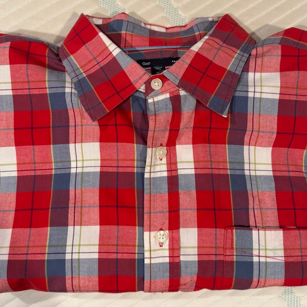 GAP Vibrant Red Plaid Shirt